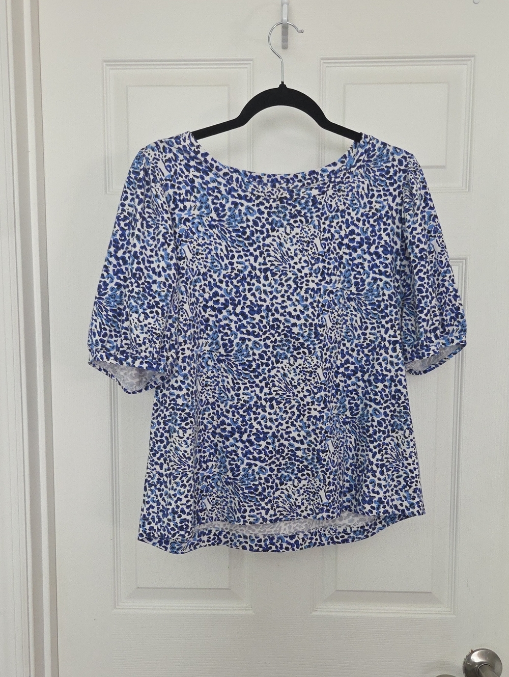 Lilly Pulitzer Blue & White Floral-Leopard Print Blouse